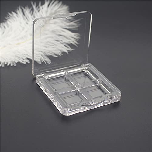 luzen 3Pcs Empty Eyeshadow Palette Box Clear Plastic DIY Refillable 4 Grids Makeup Eyeshadow Powder Blush Lipstick Containers Square Small Case for Women Daily and Travel Use