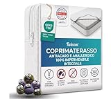 Twinzen - Coprimaterasso Singolo con Cerniera - coprimaterasso 90x190 x 20 cm - Impermeabile, Antiacaro e Anticimici - Bi-Ome & Oeko-Tex