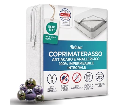 Twinzen - Coprimaterasso Matrimoniale con Cerniera - coprimaterasso 160 x