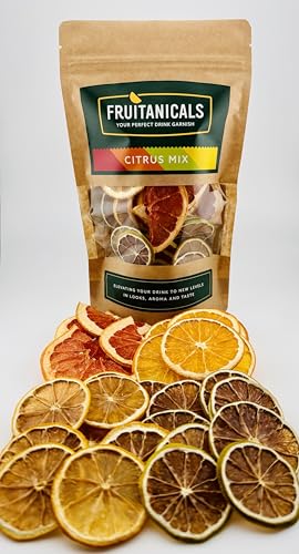 Fruitanicals Citrus Mix Premium Dehydrated Orange Lemon Lime & Grapefruit Slices HighQuality Cocktail Garnish for Gin Vodka & Mocktails Dried Citrus Slices for Home Bars & Gifting 75g
