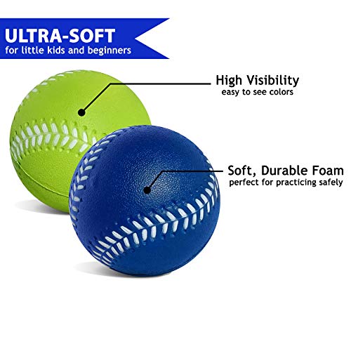 Toddler & Little Kids Oversized 3.5" Foam Baseballs | Perfect For Use As Safe & Soft Kids Baseballs Or T Balls For Toddlers | 6 Pack Of Bouncy Balls In High Visibility Colors #TOP1