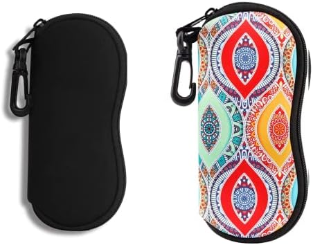 Hion Eyeglass Case Sunglasses Soft Pouch with Belt Clip Ultra Light Neoprene Zipper Eyeglass Case Printed Sunglass Bag for Stylish Portable Travel Glasses Casefor Men & Women
