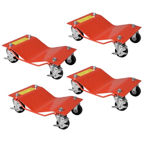 Orange Car Dollies Set of 4,Car Wheel Dolly for Garage Moving Car, Vehicle Dolly Heavy Duty for Motorcycles, Disabled Units, Trucks, Dirt Bike, Traile
