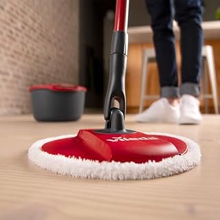 Vileda Spin & Clean, Lavapavimenti Con Sistema di Strizzatura Manuale attivabile attraverso il Manico, Set per la Pulizia dei Pavimenti con Secchio, Rullo pulente, Piastra, Panno 100% Microfibra