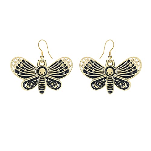Chereda Death Head Moth Drop Earrings For Women Girls Halloween Jewelry Cute Hawkmoth With Star Moon Vintage Earrings
