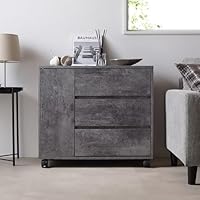 Amazon｜RASIK チェスト 扉付き キャスター付き 引き出し 3段 棚 約幅