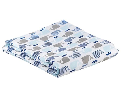 Stephan Baby Cotton + Viscose Swaddle Blanket, 45" x 45", Whales
