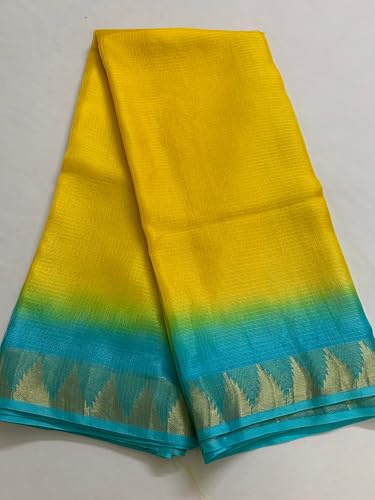 Image of Women's Bhagalpuri Pure Kota Doria Silk Net Saree With Temple Zari Border and Running Blouse Piece