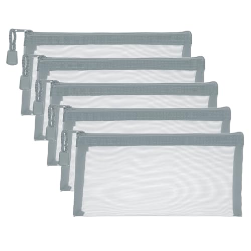 PATIKIL A6 ���b�V���t�@�X�i�[�|�[�`�o�b�O �t�@�X�i�[�t���v���X�`�b�N���[�|�P�b�g�t�����b�V���o�b�O 5 �� �t�@�C�� �r�[�Y �I�t�B�X�p�i�̐����p 10x20cm �O���[