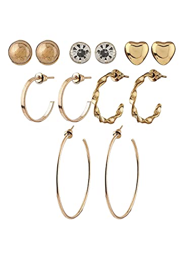 Image of Shining Diva Fashion Stylish Pairs Metal Earrings for Women and Girls
