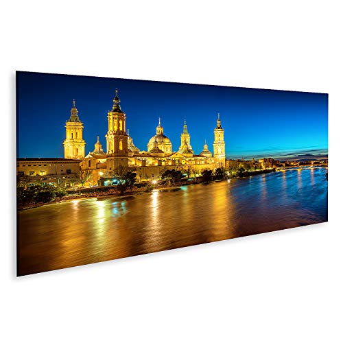 islandburner Cuadro en Lienzo Zaragoza Ciudad España Río Catedral Tarde
