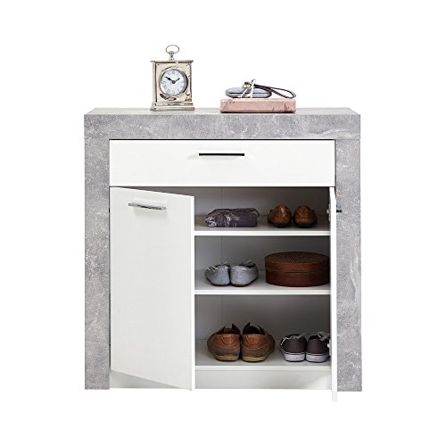FMD Möbel Garderobenkommode Spicer 3 4002-003 | In Betongrau und Weiss | 90 x 39.9 x 90 cm - 4002-003 FMD Möbel Garderobenkommode Spicer 3 4002-003 | In Betongrau und Weiss | 90 x 39.9 x 90 cm