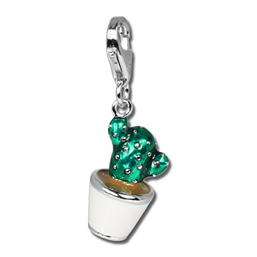 SilberDream FC611 Colgante con diseño de cactus en maceta, esmaltado verde, plata de ley 925 Cover