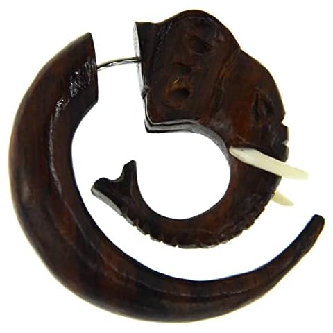 CHICNET Pendiente Falso Elefante de Madera en Espiral Cover