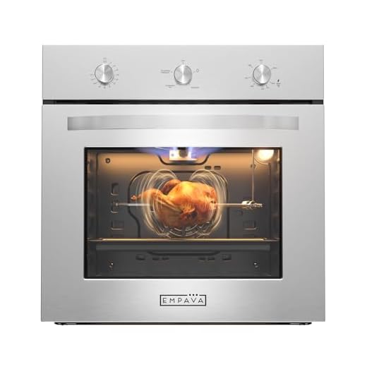 Empava 24" Single Gas Wall Oven with Bake Broil Rotisserie Functions with Mechanical Controls and Built-in Timer and Convection Fan in Stainless Steel