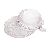 LA HAUTE Women Bowknot Sun Hat Wide Large Brim Visor Hat Cap Summer Beach Hat Color White