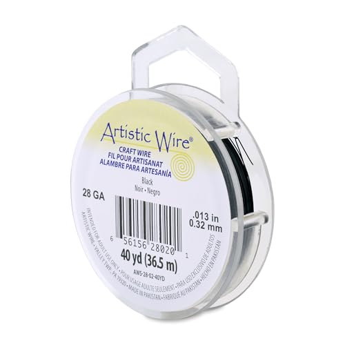 Artistic Wire, 28 Gauge Tarnish Resistant Colored Copper Craft Wire, Black, 40 yd