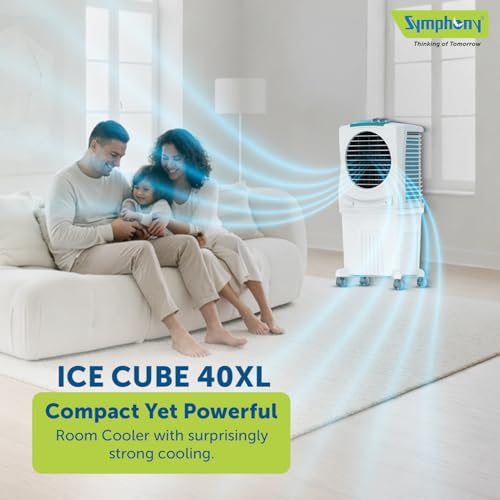 Symphony Ice Cube 40XL Room Air Cooler | Powerful fan | 3-Side Honeycomb Pads | CFD Technology | 1-Year Warranty view 2