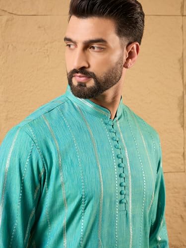 Image of Men's Embroidered Solid Calf Length Kurtas | Men | Kurtas for Mens | Straight Fit Kurta for Men's