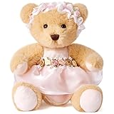 Teddy Bear Stuffed Animal,Small Soft Plush Toy in Dress with Cute Headband, Cuddly Gift for Babies, Boys, Girls on Christmas or Valentine's Day (White Rose Skirt)