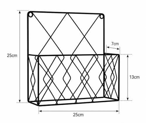 Image of Wall Mounted Metal Magazine Holder | Hanging File Organizer for Documents, Magazines, Newspapers & Mail | Decorative Storage Rack for Home, Office & Workspace | Black