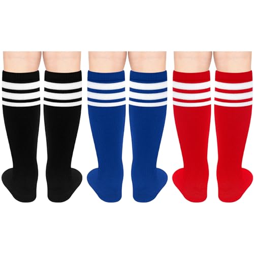 Image of Olreco 3 Pack Toddler Soccer Socks Kids Baseball Socks Boys Girls Softball Sock Youth Football Sock Athletic Accessories