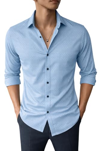 Image of Men's Casual Button Down Shirts Long Sleeve Linen Shirt Fashion Textured Beach Summer Shirts| Men Stylish Shirt | Men Fancy