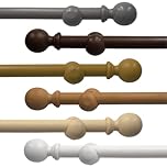 Wood Eyelet Curtain Pole 28mm with Round Finials - Trimmable - Suitable for any room - 120cm Length - Natural