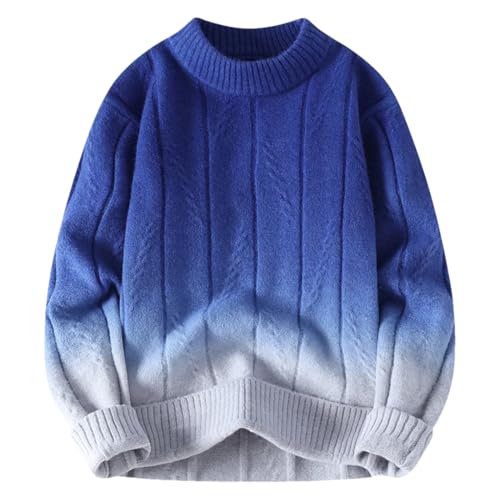 Men's Color Matching Knitted Sweaters Male Loose O-Neck Long Sleeve Sweater Pullovers