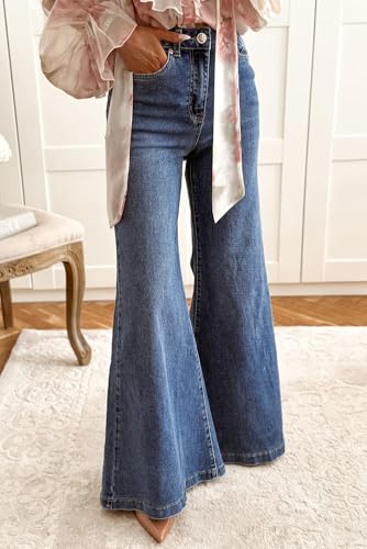 SELINK Casual High Waisted Jeans for Women Button Zip Shift Daily Flare Jeans4