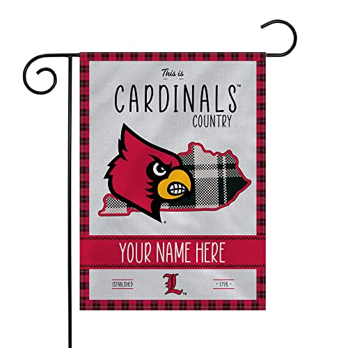 Rico Industries NCAA Louisville Cardinals This is Cardinals Country - Plaid Design Personalized Garden Flag