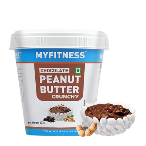 MYFITNESS Peanut Butter Chocolate Flavour, Crunchy 227g | 23g Protein | Tasty & Healthy Nut Butter | Vegan | Cholesterol Free, Gluten Free | Zero Trans-Fat | 100% Pure Roasted Peanuts