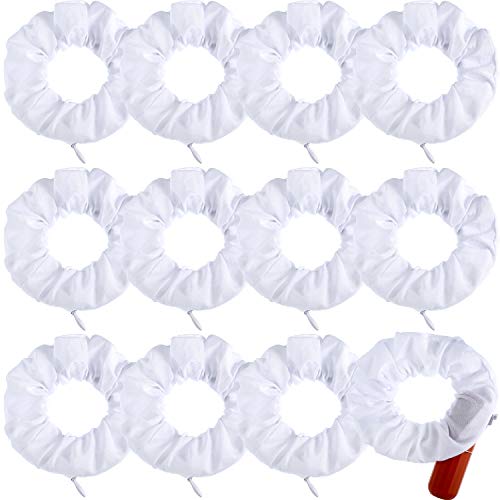 12 Pieces White Hair Scrunchies for DIY Tie Dye, Elastic Hair Bands Scrunchy Hair Ties Ropes with Hidden Zippered Pocket Soft Scrunchies for Women Girls