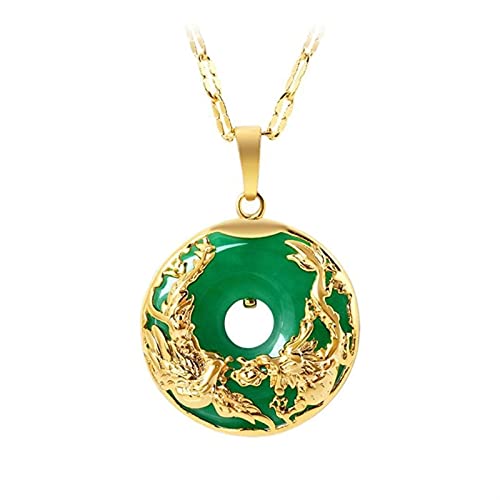 sdfpj Natural Green Jade Asprey Pendant Dragon Phoenix Garrard 925 Silver Necklace Chinese Softdora...