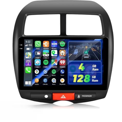 NHOPEEW Autoradio 4+128G pour Mitsubishi ASX 2010-2016/Peugeot 4008 2012/Citroen C4 2007-2013 avec Carplay sans Fil et Android Auto - Écran incell 10 Pouces...