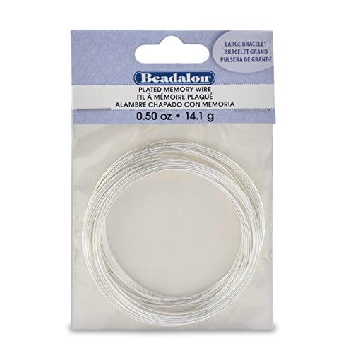 Image of Beadalon Carbon Steel Memory Wire, Round, Large Bracelet, Silver Plated, 0.5 oz, Approx. 30 coils