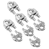 Bonsicoky 4 Pack 1/2 Inch M12 Stainless Steel Wire Rope Cable Clip Clamp, U Bolt Saddle Fastener