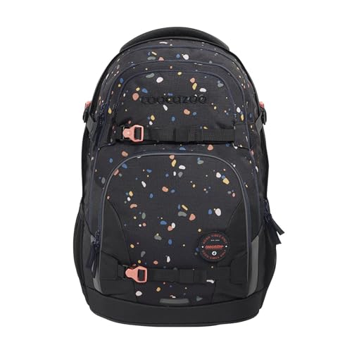 coocazoo Schulrucksack Porter, Sprinkled Candy, schwarz-rosa, ergonomischer & anpassbarer Tornister, höhen- & größenverstellbar, mit Brustgurt & Hüftgurt, leicht & individuell, ab der 3. Klasse