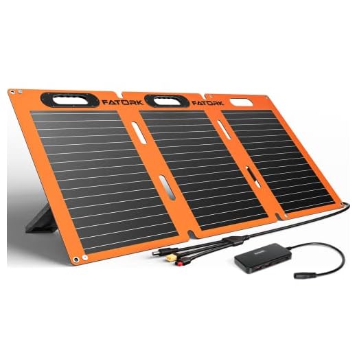 Solar Panels, FATORK 100W Portable Solar Panel Kit with 2 USB/Type-C/DC Outputs 5V-20V, Foldable 3-in-1 Output Cords Solar Panel Charger with Adjustable Foot Pedal for Homes, Camping, RV, Fishing