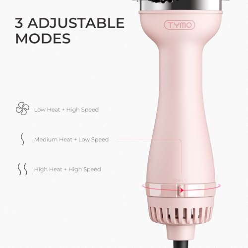 Image of TYMO Hair Dryer Brush Blow Dryer Brush in One, 4 in 1 Ionic Hairdryer and Styler Volumizer with Oval Titanium Barrel, Hot Air Straightener for Smooth Frizz-Free Blowout, Pink, 2.85 Inch