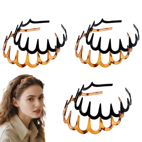 2025 New U Shape Fashion Tooth Hair Comb Headband, 6Pcs High Cranium Headbands for Women's Hair, Reversible Korean Headbands with Teeth  (Mix 6Pcs, M)