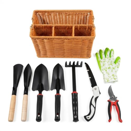 Set de herramientas para jardín, 9 piezas, acero miniatura 1