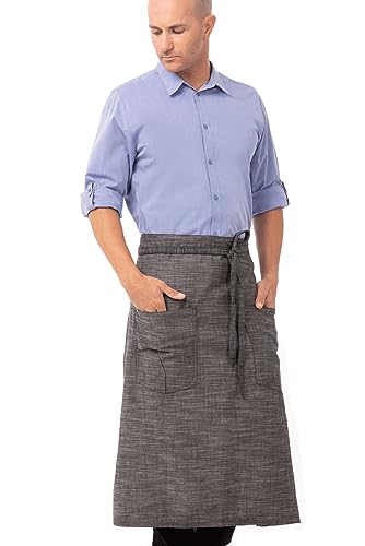 Chef Works Unisex Corvallis Bistro Apron, Black Steel Grey, One Size