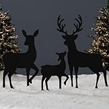 Best Choice Products 3-Piece 46in 2D Deer Family Silhouette Set, Outdoor PVC Christmas Yard Decoration w/Buck, Doe, Fawn, Weather Resistant - Black