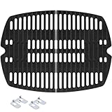 7645 Cooking Grid Grates for Weber Q200, Q220, Q2000, Q2400 Gas Grills, 53060001,BBQ Accessories for Weber Baby Q, Matte Cast Iron,2 Pack