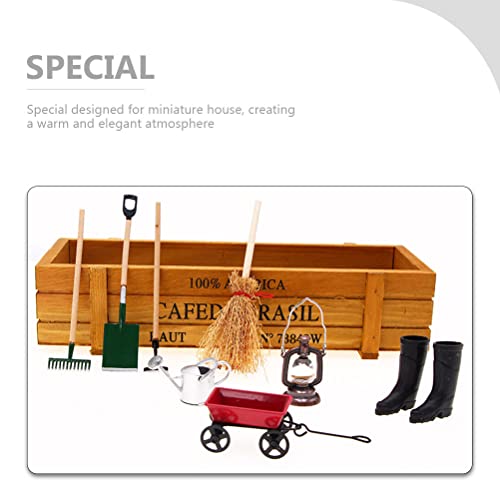 LUOZZY Ferramentas de jardim de fadas em miniatura, ferramentas de fazenda em miniatura simulação fe