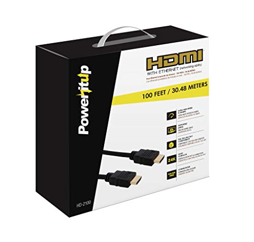 Exclusive IMPECCA HDMI V2.0 Ethernet Cable, Integrated Amplifier Signal Booster, 4K (60Hz),3D, Blu-ray, Audio Return Supported, Use with HDTV/Projector/LCD or Electronic Devices (100 FT, 1 PK)