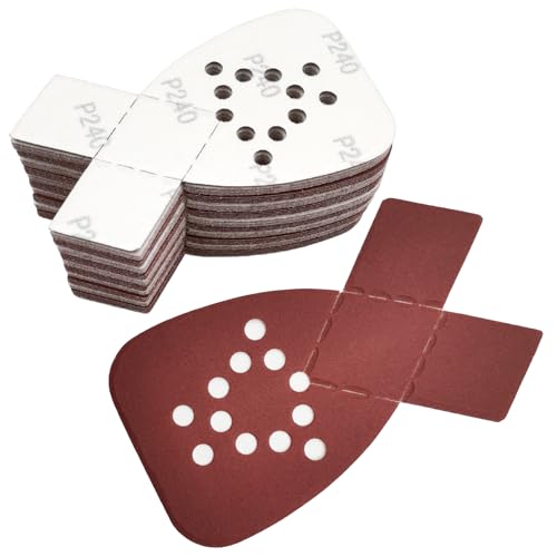 MFBJXC 50PCS Mouse Sander Sandpaper with Extra 2 Tips for Replacement Detail Sander Sanding Pads 12 Holes Hook and Loop Black and Decker Mouse Sander Pads