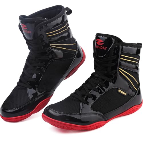Best Cheap Wrestling Shoes: Top Picks Under $x 11 BKWHDAY Boxing Shoes Men Wrestling Shoe for Mens Weightlifting Powerlifting Deadlift Squatting High Top Fitness Zero Drop BlackRed