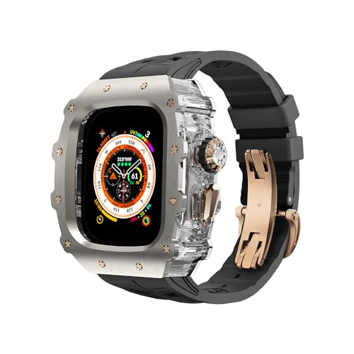 Apple Watch Ultra 3/2/1 49mm�p�`�^���P�[�X�A49mm�p�t���I���G���X�g�}�[�o���h�AiWatch�E���g��49mm�p�����`�^���o���p�[�J�o�[�A�ϏՌ��P�[�X�����p�X�g���b�v(���[�Y�S�[���h)